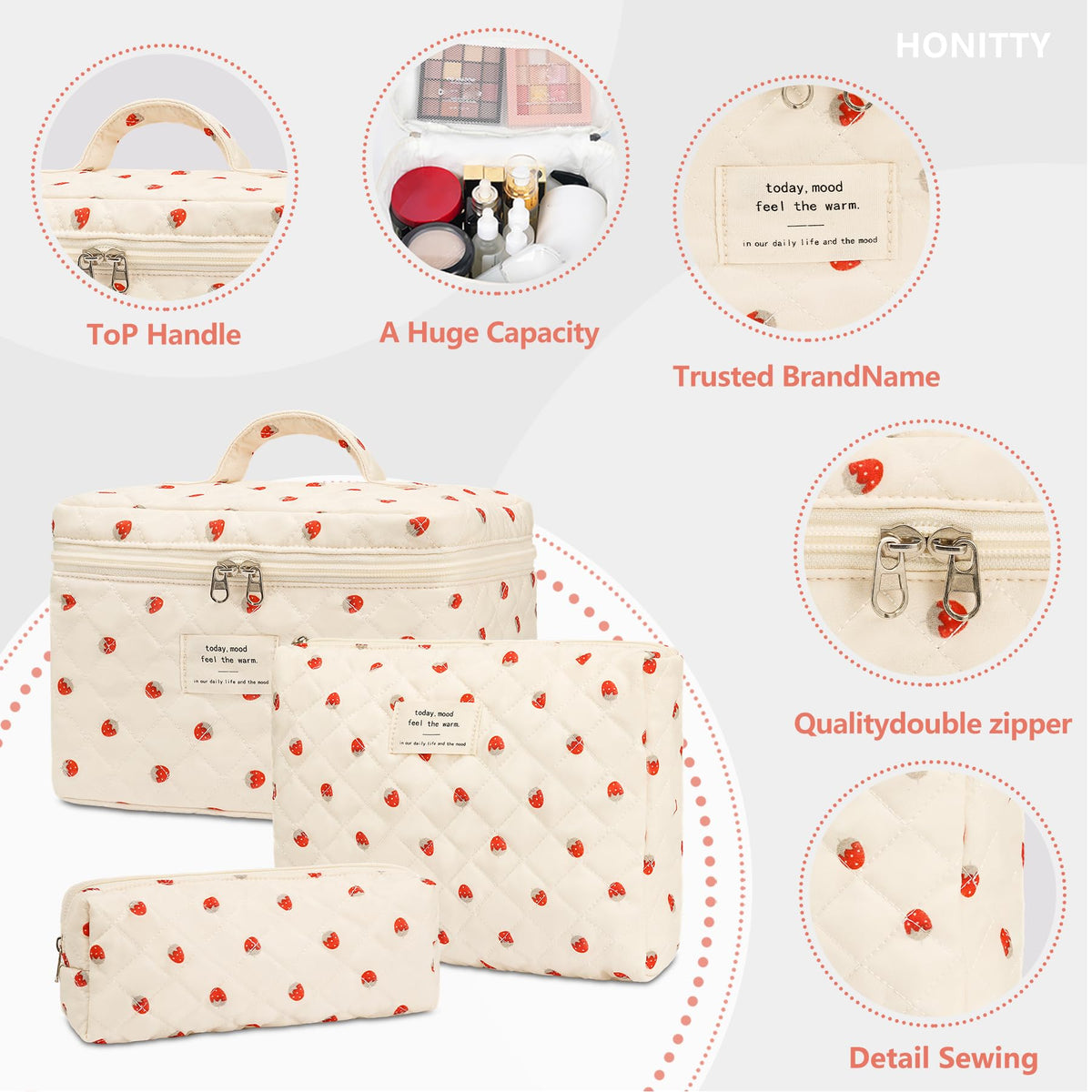 Trousse de maquillage honitty fermée sur une table