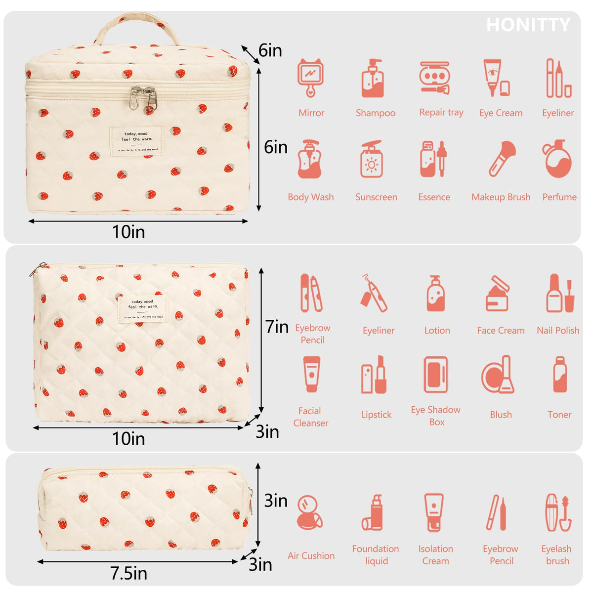 Trousse de maquillage honitty ouverte avec produits de beauté