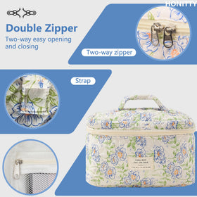 Trousse de maquillage honitty pliée sur une table