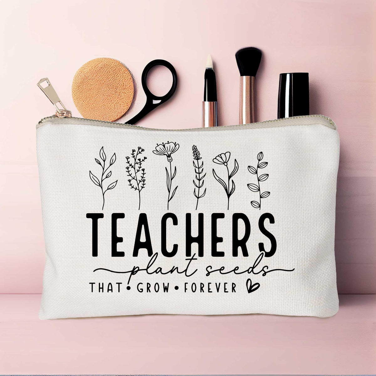 Trousse de maquillage HubbgDesign avec accessoires de maquillage à côté
