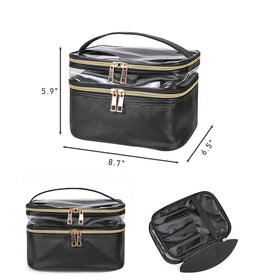 Trousse de maquillage imerelez pliée en cuir végétalien noir