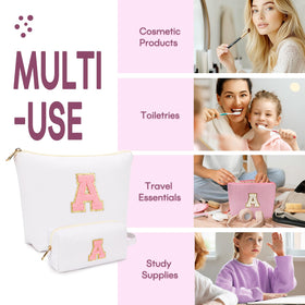 Trousse de maquillage initiale mibsies en rose et bleu