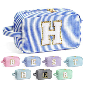Trousse de maquillage initiale YOOLIFE bleu, vue de face