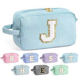 Trousse de maquillage initiale YOOLIFE vue avant couleur bleu clair