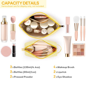 Trousse de maquillage jaune mibasies ouverte montrant l'intérieur spacieux