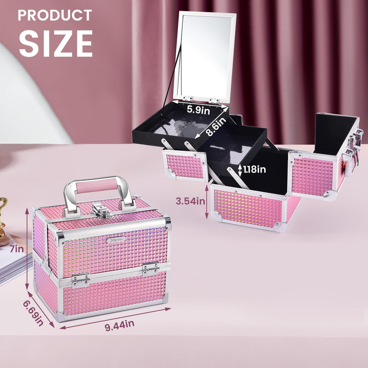 Trousse de maquillage Joligrace avec poignée et verrou
