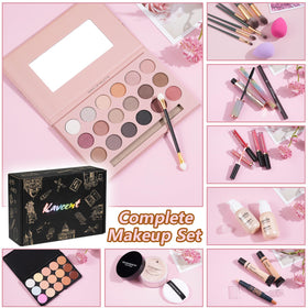 Trousse de maquillage KAVCENT ouverte avec tous les produits visibles