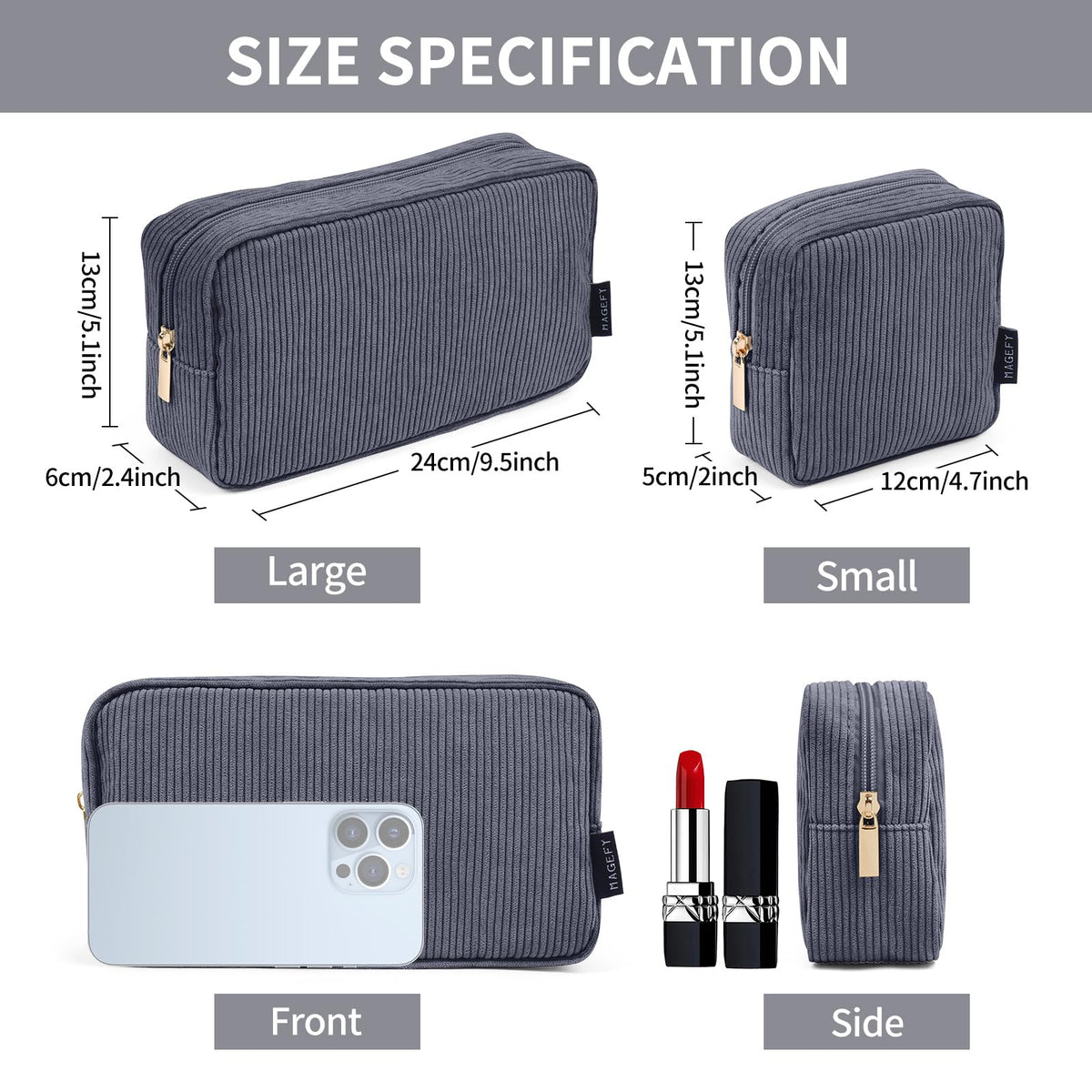 Trousse de maquillage MAGEFY avec fermeture éclair en gros plan