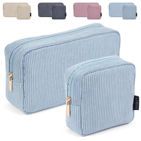Trousse de maquillage MAGEFY bleue en velours vue de face