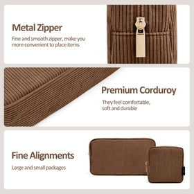 Trousse de maquillage MAGEFY en velours marron, vue de côté