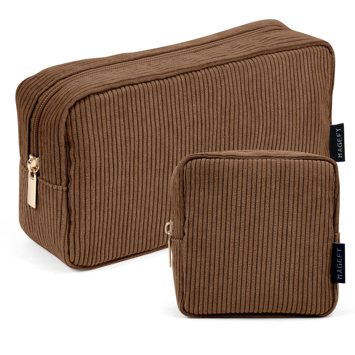 Trousse de maquillage MAGEFY en velours marron, vue de face