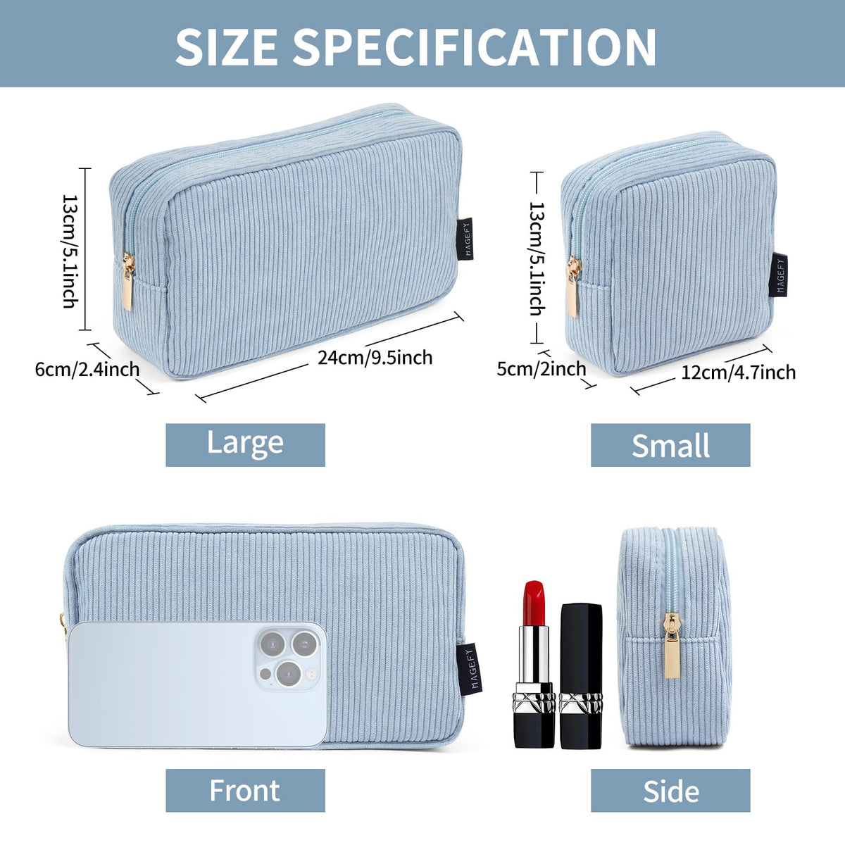 Trousse de maquillage MAGEFY en velours sur une table