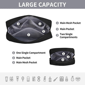 Trousse de maquillage MAGEFY noire en velours avec détails de couture