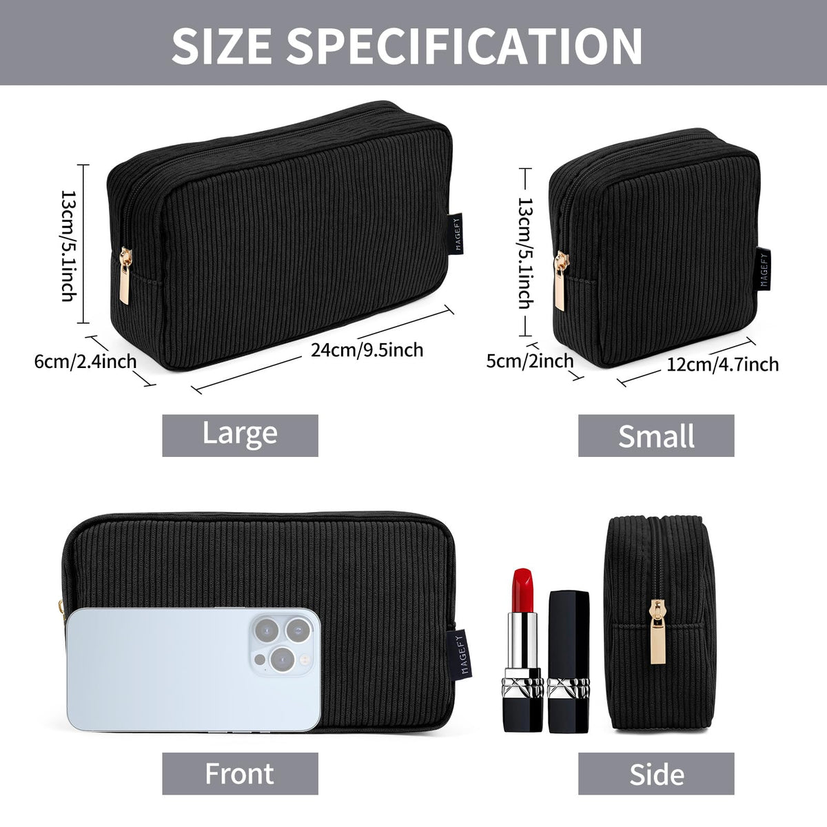 Trousse de maquillage MAGEFY noire grande taille avec cosmétiques