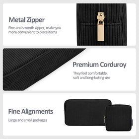 Trousse de maquillage MAGEFY noire petite taille ouverte montrant les poches
