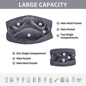 Trousse de maquillage MAGEFY petite en velours côtelé gris foncé