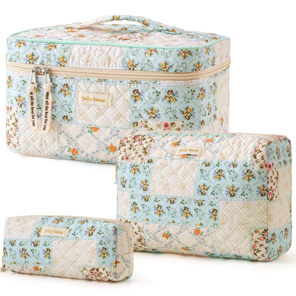 Trousse de maquillage matelassée HBselect vue de face avec motif floral
