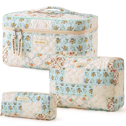 Trousse de maquillage matelassée HBselect vue de face avec motif floral