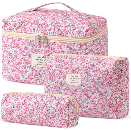 Trousse de maquillage matelassée HBselect vue de face, motif floral