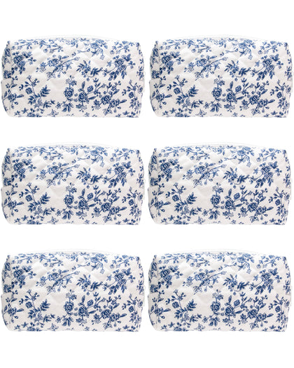 Trousse de maquillage matelassée PAZIMIIK Jouy Bleue vue avant