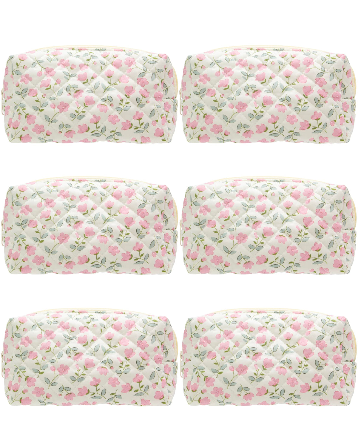 Trousse de maquillage matelassée PAZIMIIK rose floral vue de face
