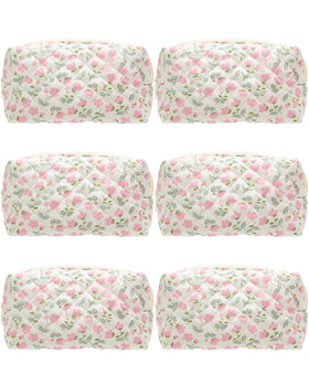 Trousse de maquillage matelassée PAZIMIIK rose floral vue de face