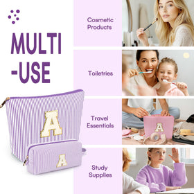 Trousse de maquillage mibasies en rose avec lettres de l'alphabet