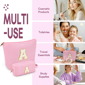 Trousse de maquillage Mibasies rose avec lettres de l'alphabet
