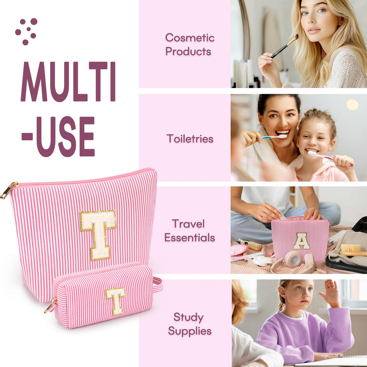 Trousse de maquillage mibsies bleu avec initiales