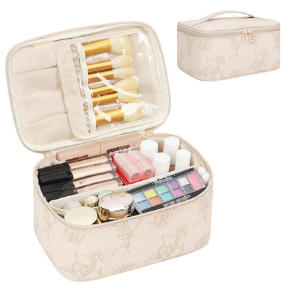 Trousse de maquillage OCHEAL beige florale vue de face