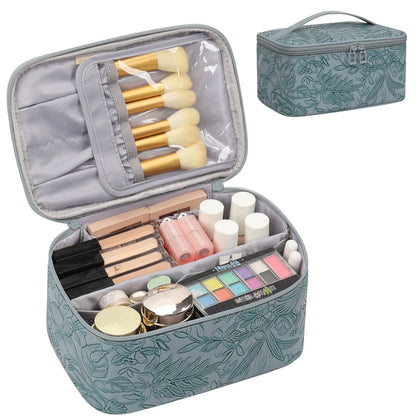 Trousse de maquillage OCHEAL modèle bleu floral vue avant