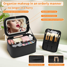 Trousse de maquillage OCHEAL noire avec pinceaux à l'intérieur
