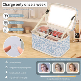 Trousse de maquillage OCHEAL ouverte montrant son espace de stockage