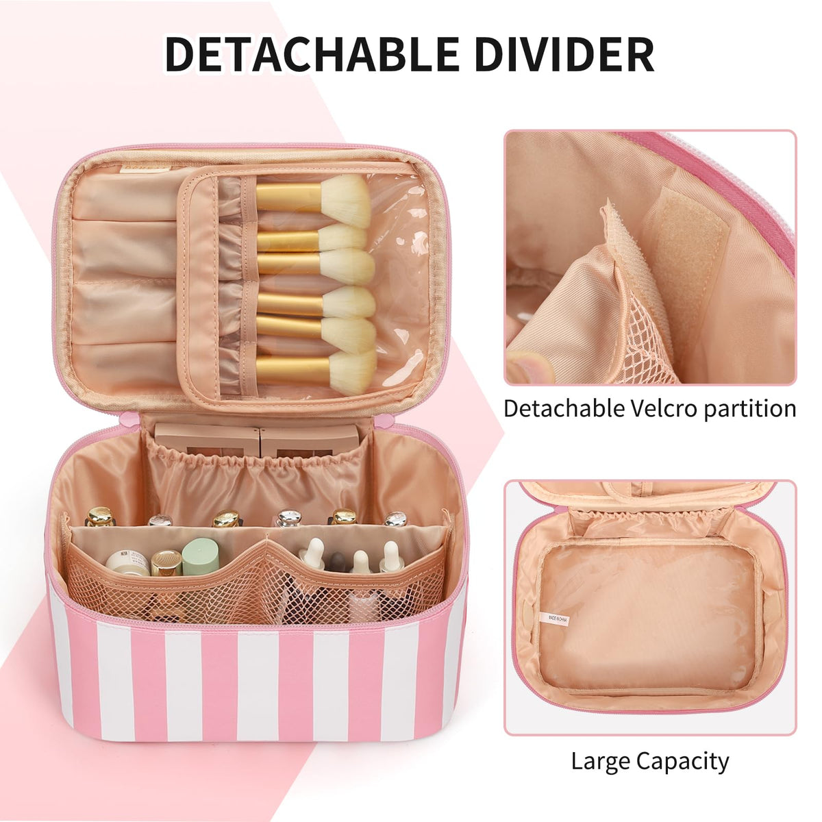Trousse de maquillage OCHEAL vue de dos montrant les poches de rangement