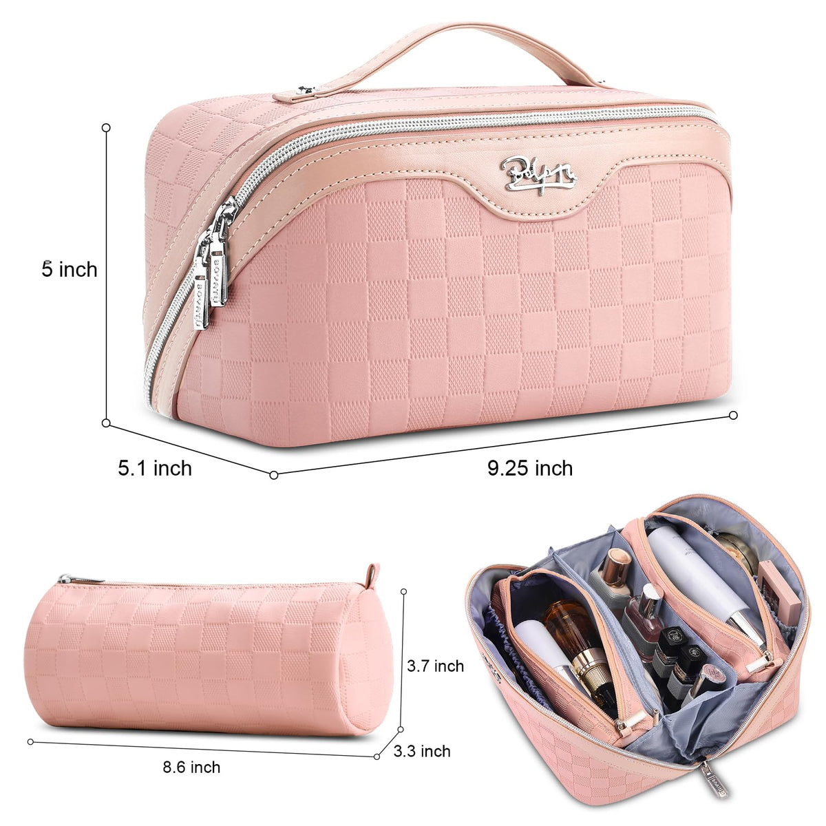 Trousse de maquillage ouverte montrant son intérieur spacieux