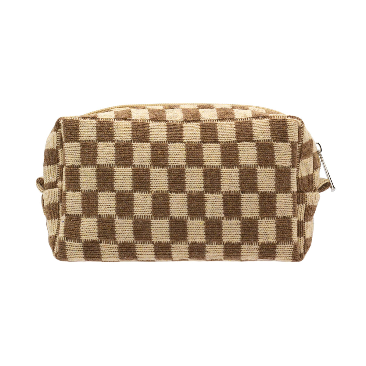 Trousse de maquillage PAZIMIIK à carreaux café vue de face