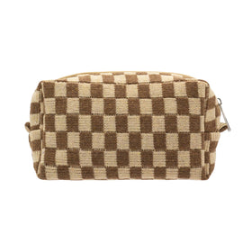 Trousse de maquillage PAZIMIIK à carreaux café vue de face