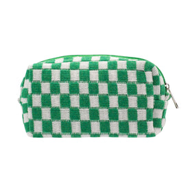 Trousse de maquillage PAZIMIIK à carreaux verte vue de face