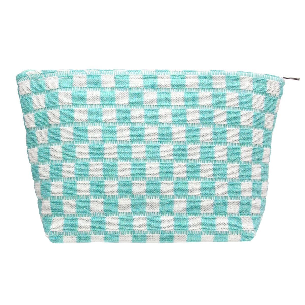 Trousse de maquillage PAZIMIIK à motif vichy bleu arctique vue de face