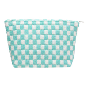 Trousse de maquillage PAZIMIIK à motif vichy bleu arctique vue de face