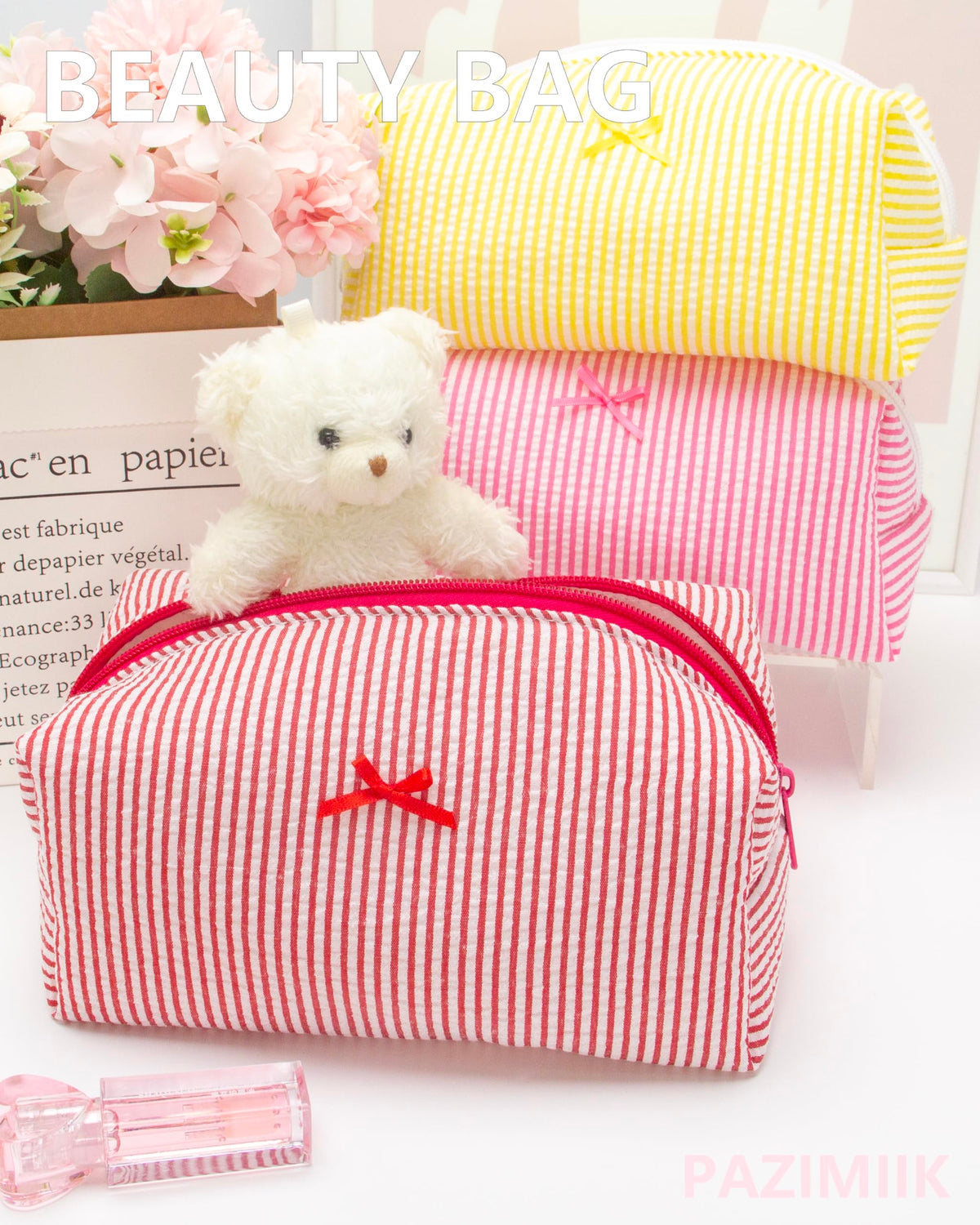 Trousse de maquillage PAZIMIIK avec motifs floraux