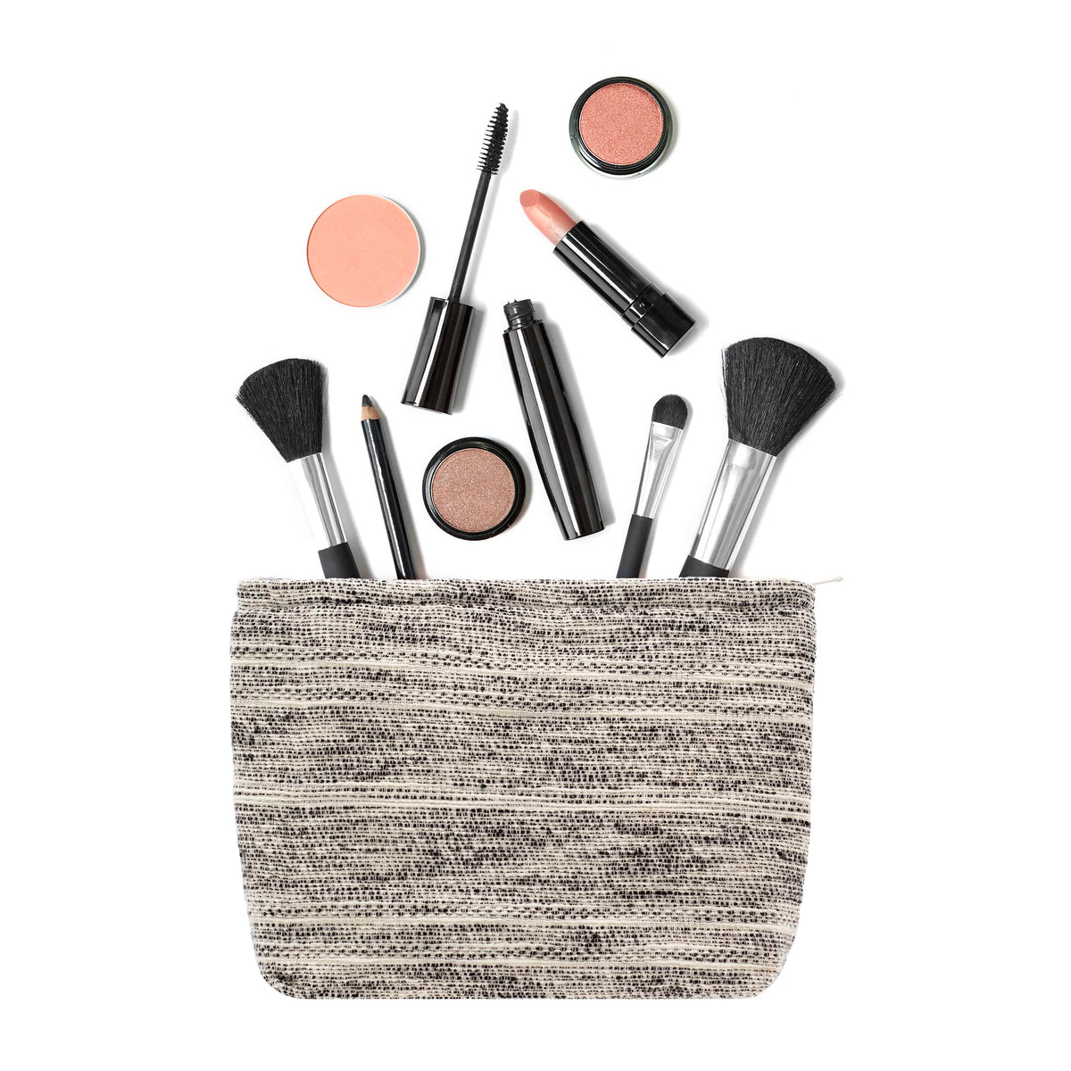 Trousse de maquillage PAZIMIIK gris ondulé sur un fond neutre