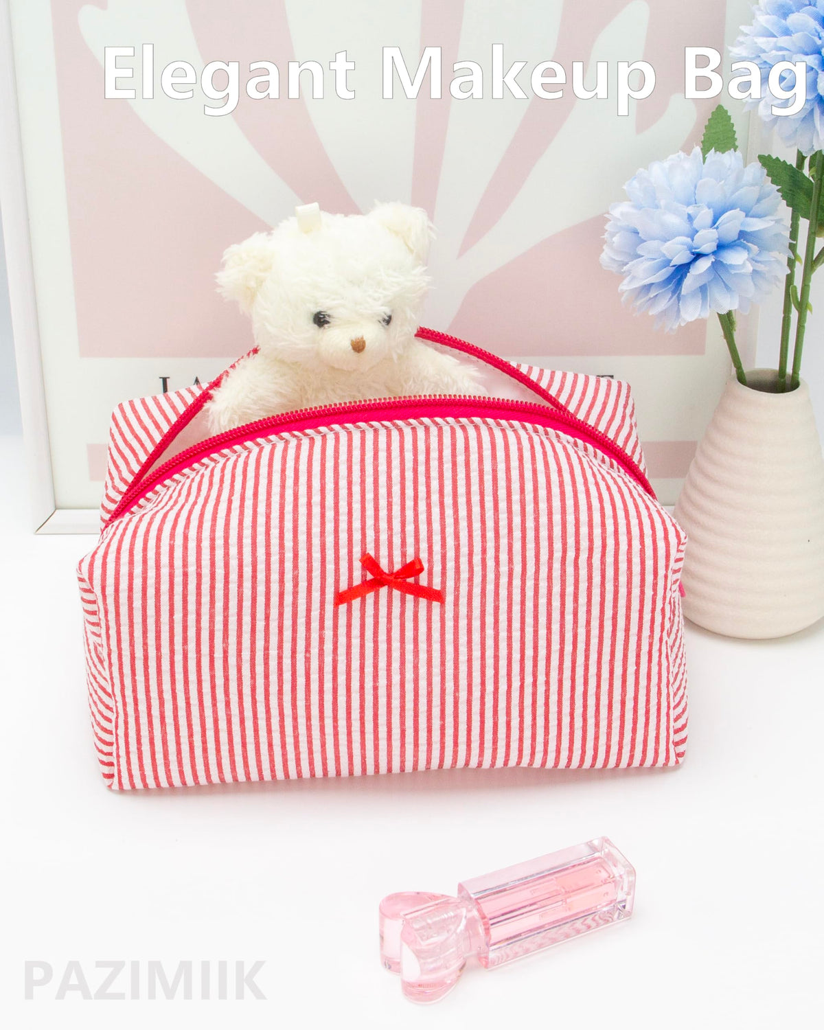 Trousse de maquillage PAZIMIIK ouverte avec produits de beauté à l'intérieur