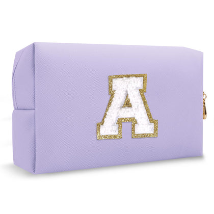 Trousse de maquillage personnalisée ChaoGreat couleur violet avec patch en chenille doré