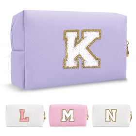 Trousse de maquillage personnalisée ChaoGreat, modèle K, vue avant en cuir PU violet