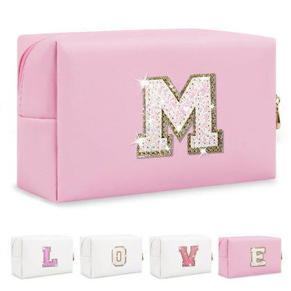 Trousse de maquillage personnalisée ChaoGreat rose avec patch A-Z