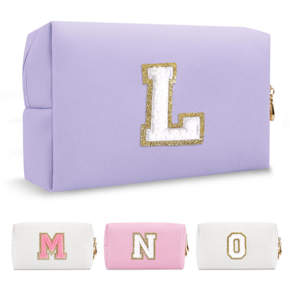 Trousse de maquillage personnalisée ChaoGreat violet avec patch en chenille dorée