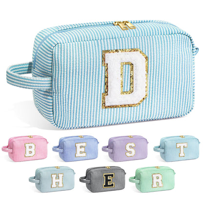 Trousse de maquillage personnalisée YOOLIFE couleur bleu clair vue de face
