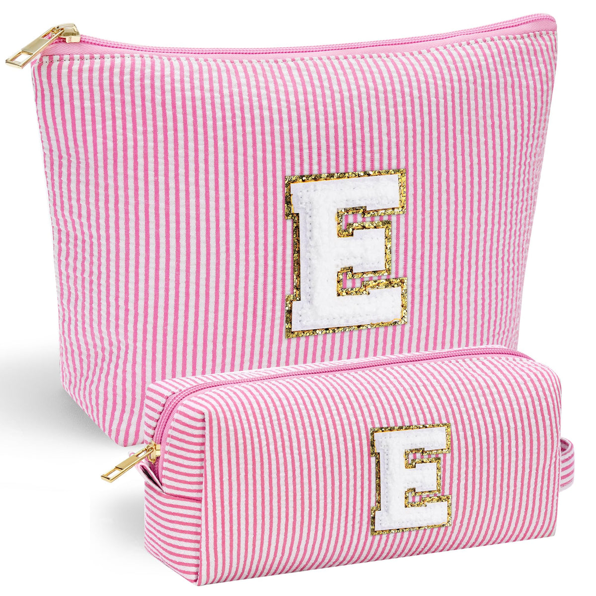 Trousse de maquillage personnalisée YOOLIFE rose avec initiale