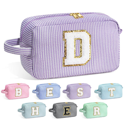 Trousse de maquillage personnalisée YOOLIFE violet vue avant avec lettre initiale